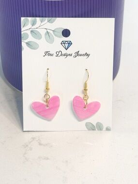 Pink Rise Heart Earrings
